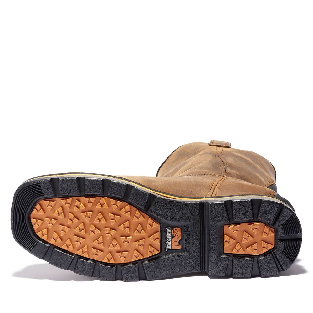 Botas Masculino - Timberland Pro True Grit Impermeavel Composite-Toe Pull-On - CINMB6423 - Marrom